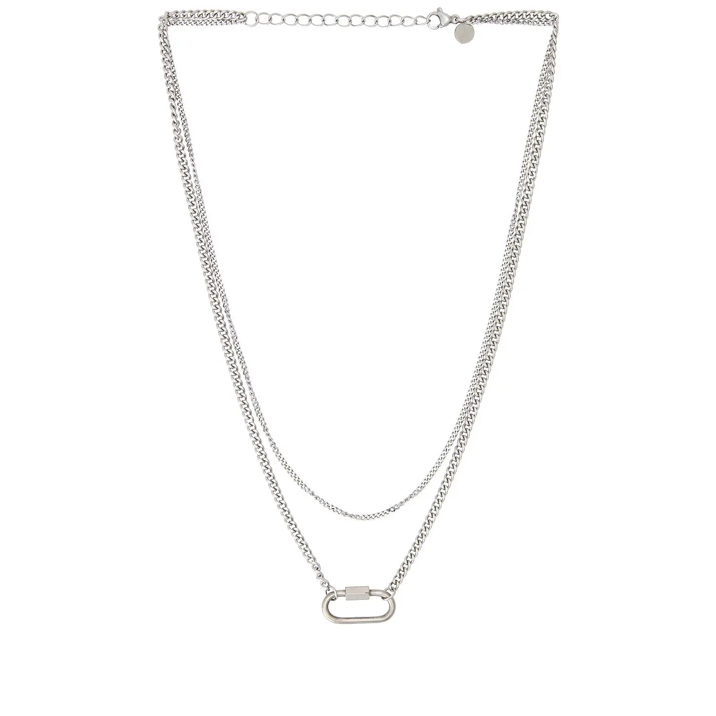 petit moments Layered Carabiner Necklace in Silver