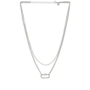 petit moments Layered Carabiner Necklace in Silver