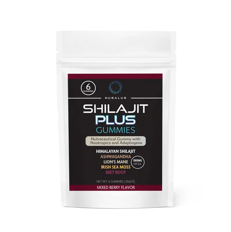 Nusalus Shilajit Plus Gummies 5-IN-1 Formula Superfood for Energy Mood Focus 1000MG Shilajit Ashwagandha Lion's Mane Sea Moss Beet Root Mixed Berry Flavor Made in San Diego USA