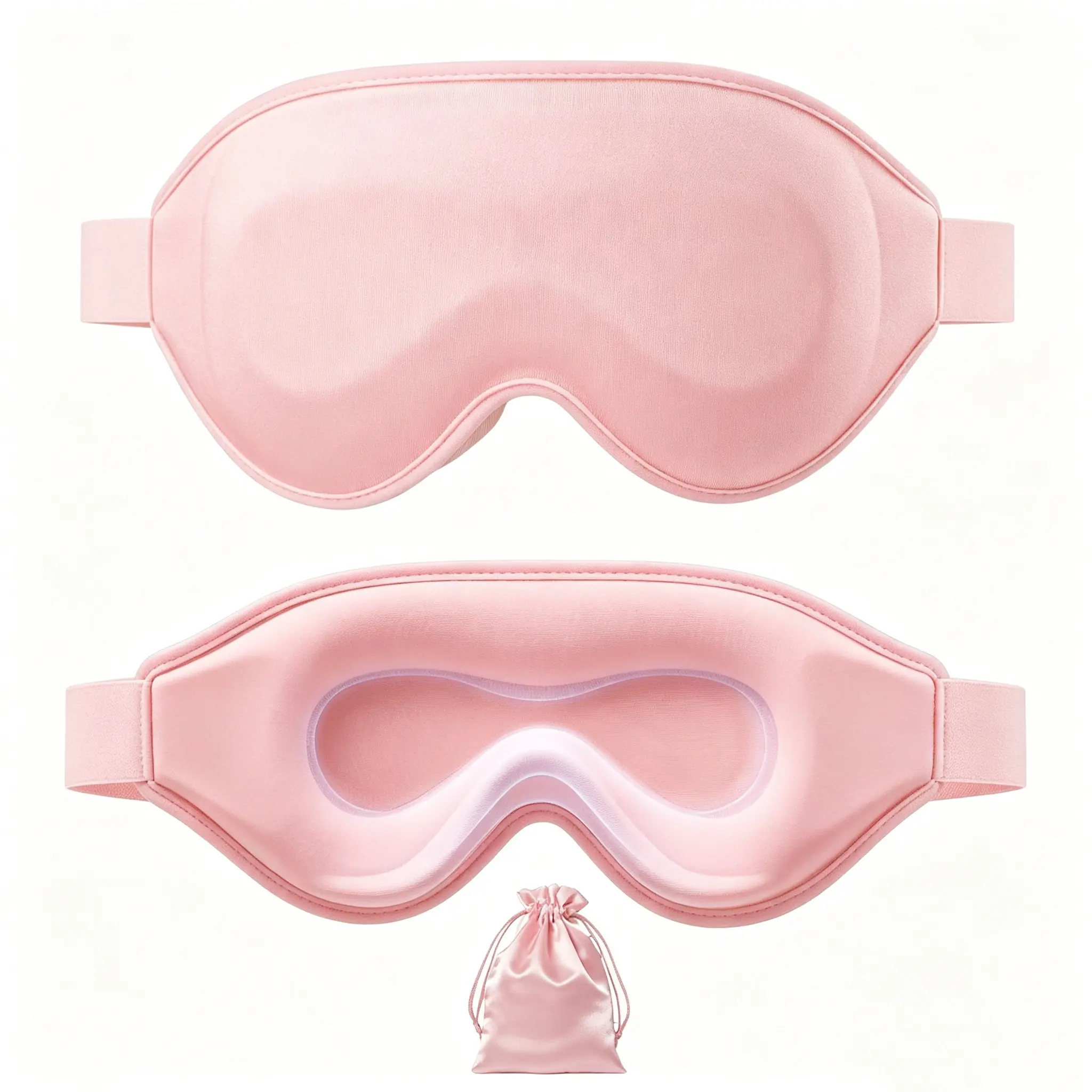 Sleep Mask - Total Blackout 3D Sleeping Mask, Super Lightweight & Silky Soft Eye Mask for Sleeping, Fully Adjustable Fit for Home, Office, Traveling, Meditation, Yoga, Pink