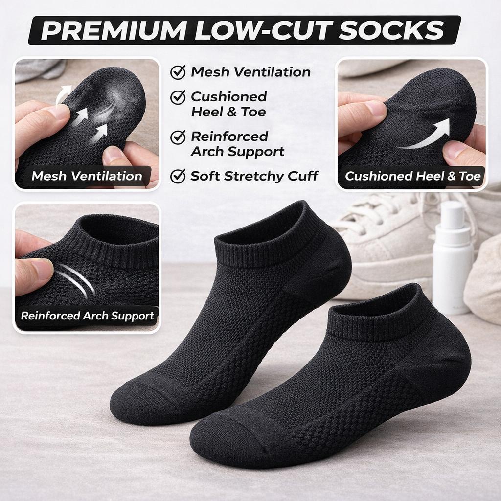 Breathable low-cut ankle socks, cushioned no-show socks, suitable for running, gym workouts, and everyday wear Breathable low-cut ankle socks, cushioned no-show socks, suitable for running, gym workouts, and everyday wear