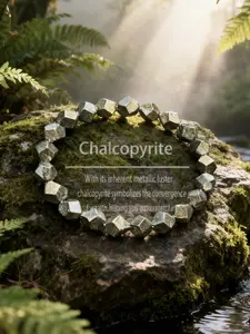 Natural Copper Ore Beaded Crystal Bracelet, Metal Gloss Symbolizes Wealth Accumulation, Elastic Design Unisex, Daily Wear Healing Energy, Stackable Bracelets