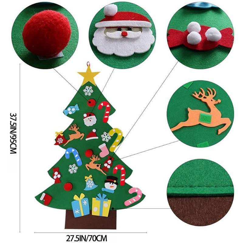 Felt Artificial Christmas Tree Set - Christmas Decorations 2025 with 26 Detachable Ornaments & LED Lights | DIY Wall Hanging Kit for Kids, Home Party Gift Felt Artificial Christmas Tree Set - Christmas Decorations 2025 with 26 Detachable Ornaments & LED Lights | DIY Wall Hanging Kit for Kids, Home Party Gift
