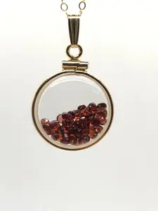 Handmade Dime-size Garnet Shaker Locket, 14k gold filled w/ 2.50 CTW  gems. January Birthstone Customize one for your Mother's Day? ask me