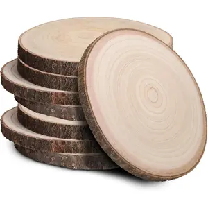 8 count 12-13 Inch Unfinished  Slices,  Rounds Cookies for Crafts, Rustic  Circles & Slabs, Wooden Discs for Tables Decor-  for Centerpieces, Art Projects and Rustic Weddings