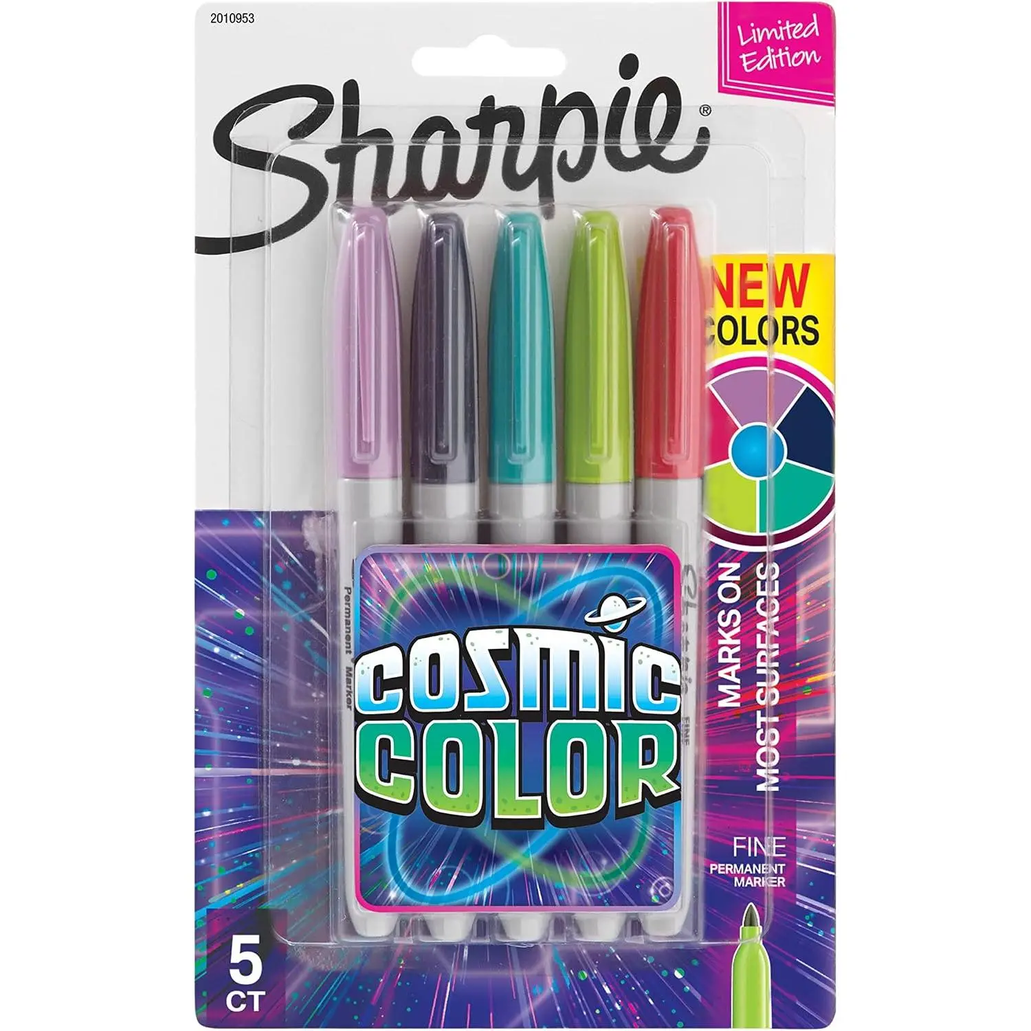 Sharpie Permanent Markers - Fine Point, Cosmic Color, Limited Ed, 5-Count Office Writing Tools