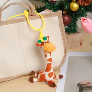 Adorable Giraffe Plush Backpack Decor Keychain 4 Inch Mini Ultra Soft Charm Backpack Decor for Girls Perfect Kawaii Animal Hanging Toy As Gift