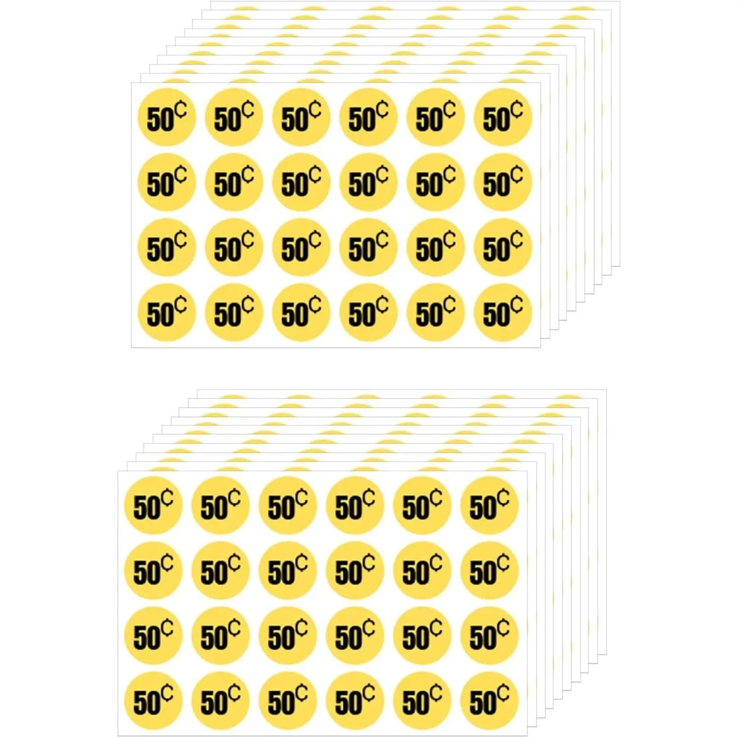 480 count Price Stickers | 50 Cent Price Tags | Bright Yellow Color with Black Text | 3/4" Diameter | Preprinted Price Labels | Garage  Stickers