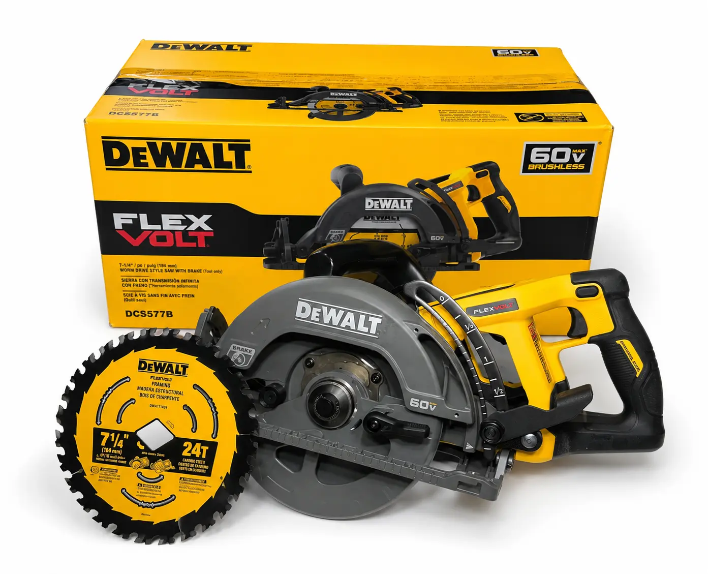DEWALT DCS577B FLEXVOLT 60V MAX 7-1/4” Brushless Circular Saw with Brake – Tool Only – New & Genuine