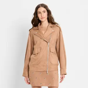 Women's Suede Relaxed Moto Jacket - Future Collective