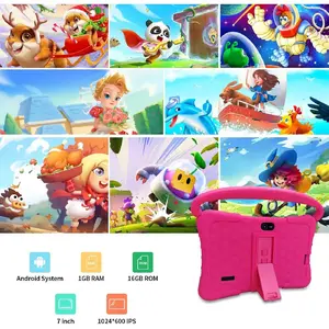 7-inch Android tablet with shockproof protective case, 1GB + 16GB, Wi-Fi, parental controls, dual cameras, Bluetooth tablet, educational, blue/pink, eye protection mode