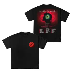Breaking Benjamin World Tour 2026 Graphic T-Shirt, Double Sided Concert Tee with Tour Dates, Men's Tops Alt Rock Band Merch for Fans Casual Wear