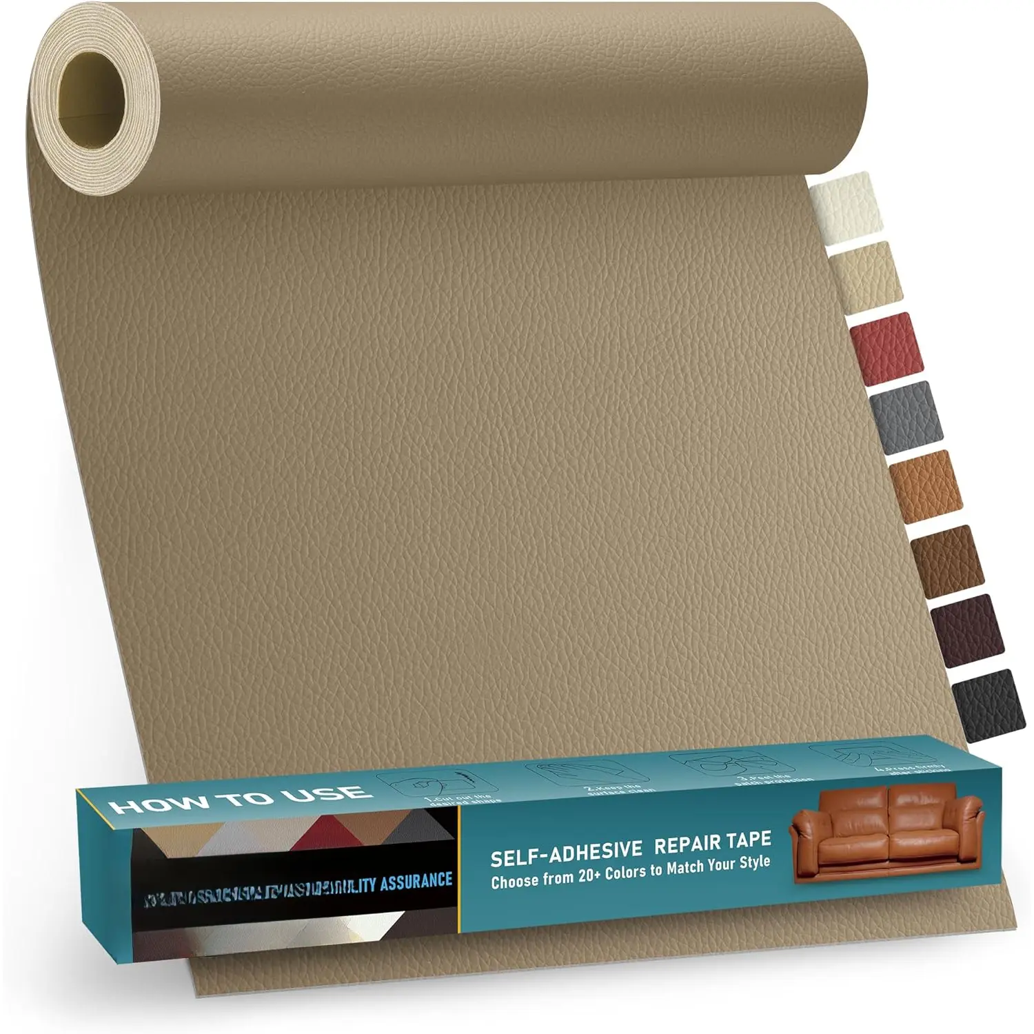Leather Repair Patch Tape Kit, 16" x 30" Self Adhesive Leather Repair Patch for Furniture, Vinyl Leather Repair Kit for  Seat, Chairs, Couch, Sofa, Boat Beige