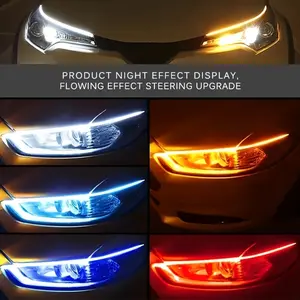 2pcs 24-Inch LED Car Light Strips - Fit, Flowing Effect, Fashionable Exterior Atmosphere Lighting with 12V Power Supply, Multi-Color Options for Stylish Vehicle Upgrade, LED Lights for Car