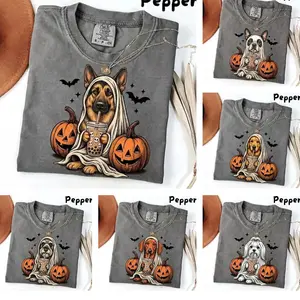 Comfort Colors Dog Shirt For 50+ Breeds, Custom Ghost And Boba Tea Halloween Graphic T-Shirt For Unisex Pet Lovers, Apparel Made In The USA		