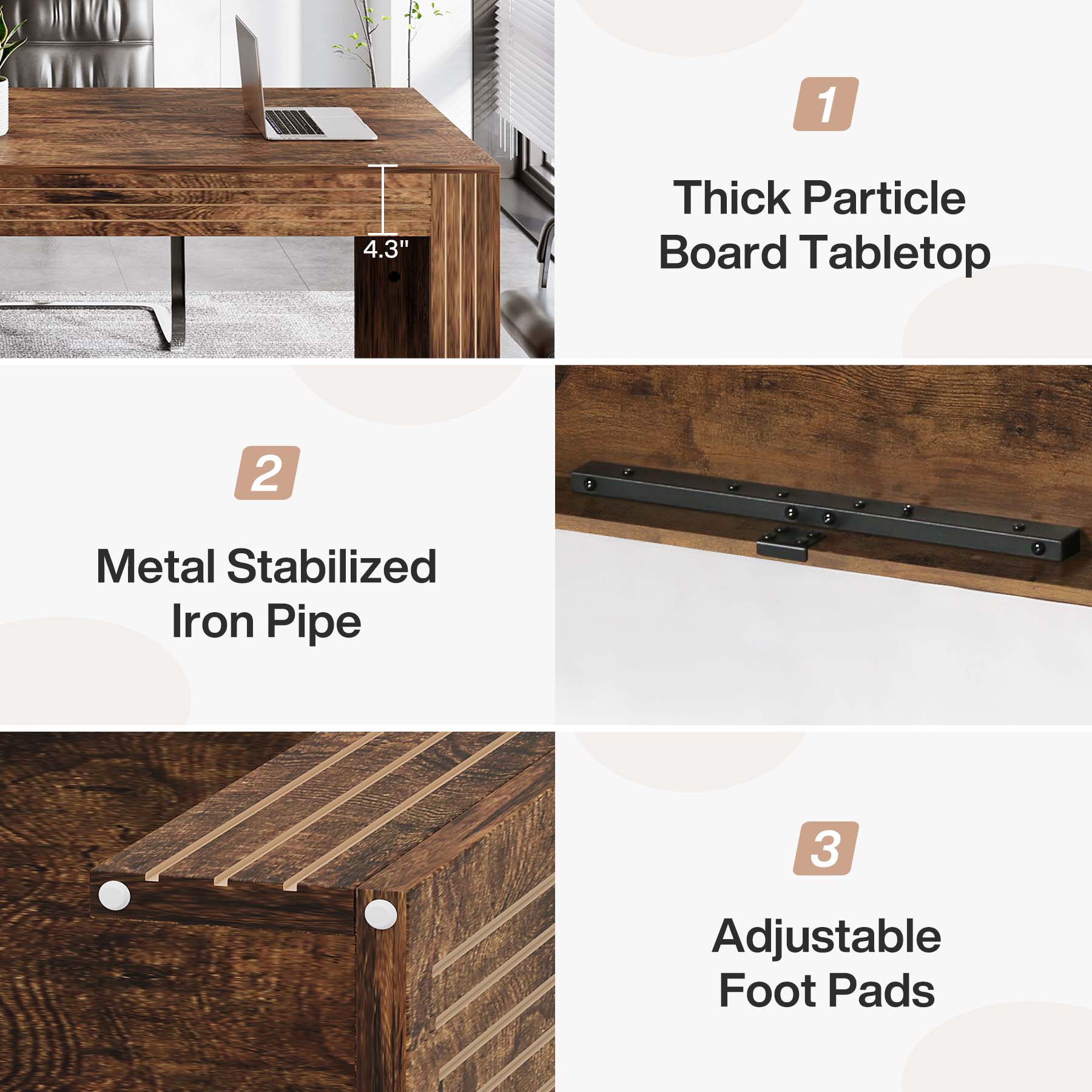 LITTLE TREE 79-Inch Extra Long Desk, Two Person Double Desk for Home Office, Wooden Long Computer Desk Writing Table for Office