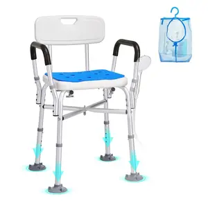 VEVOR Shower Chair, Shower Seat with Back, Adjustable Height Shower Stool, Shower Chair for Inside Shower Bathtub, Non - slip Bathroom Bench Bath Chair for Elderly Disabled Handicap, 350 LBS Capacity