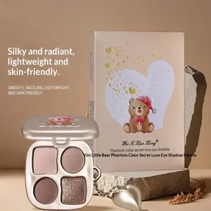 Vinnie Bear Colorful Secret Paradise Eyeshadow Palette, Shimmer Sparkle Palette, Matte Shimmer Glitter Highlighter, All-In-One Eye Makeup Kit