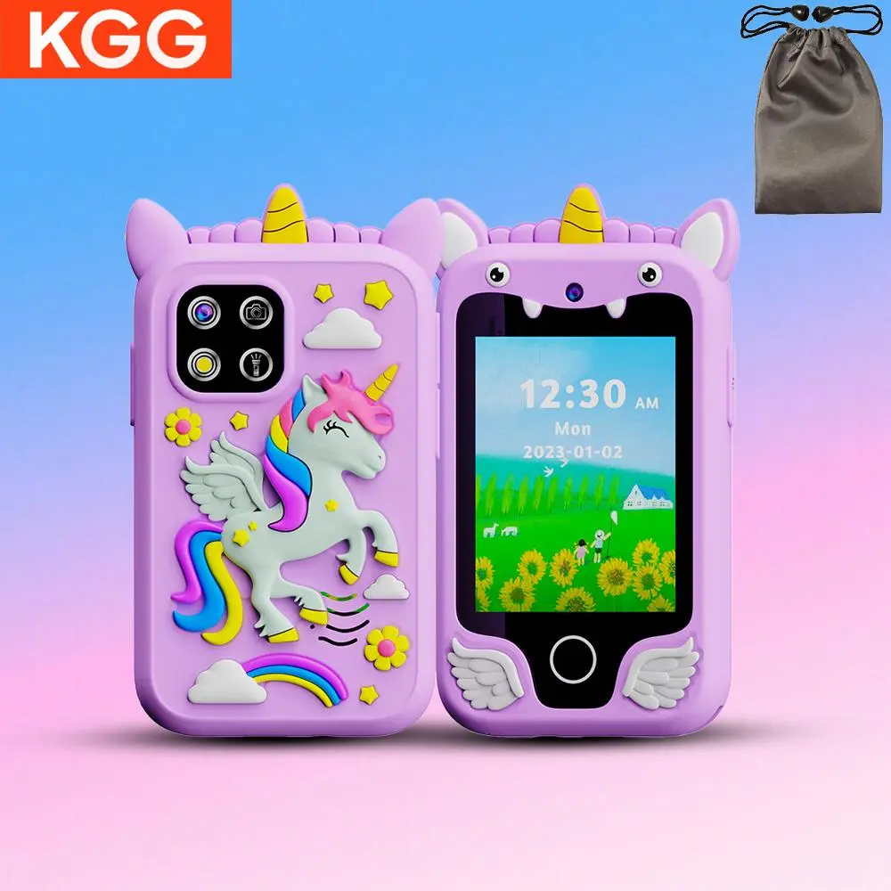 KGG Cute Cartoon Unicorn Pattern Smart Phone, 8GB Musical Toy, Cartoon Unicorn Camera MP3 Player, Educational Toy Phone for Girls Boys