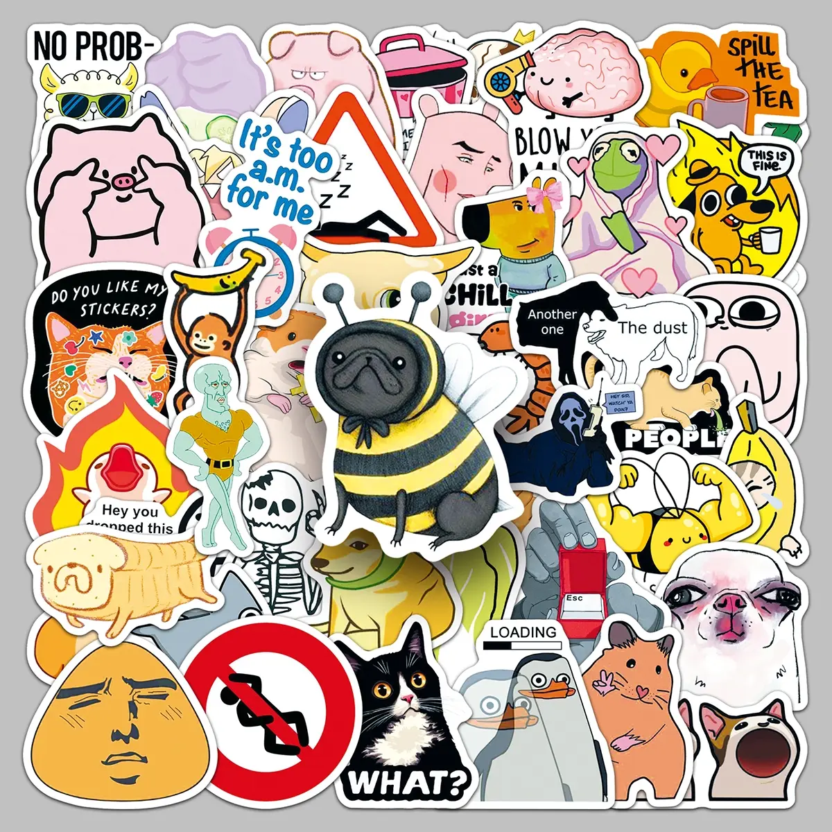 50pcs MEME graffiti personality trend creative decorative stickers Sticker Set storage box glass stationery album stickers Funny Stickers