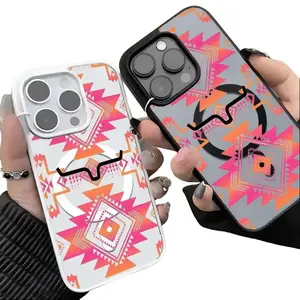 Aztec Pattern Phone Case， Tribal Geometric Style for iPhone 17 16 15 14 13 12 11 Plus Pro Max