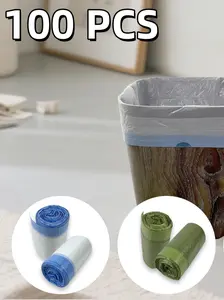 100-Piece Kitchen Drawstring Trash Bags, Thick Leak-Proof Disposable Bags, Multi-Purpose Home Use, Ideal for Bathroom Hygiene and Beautiful Storage