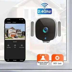 Window Camera Renter-Friendly 2.4G WiFi, No Drill, Two-way Talk, Motion Alerts, Night Vision, Phone APP Control, 24/7 All-Day Recording, Front Door Security Must-Have