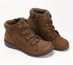 Clarks Collection Leather & Knit Ankle Boots- Carleigh Jade