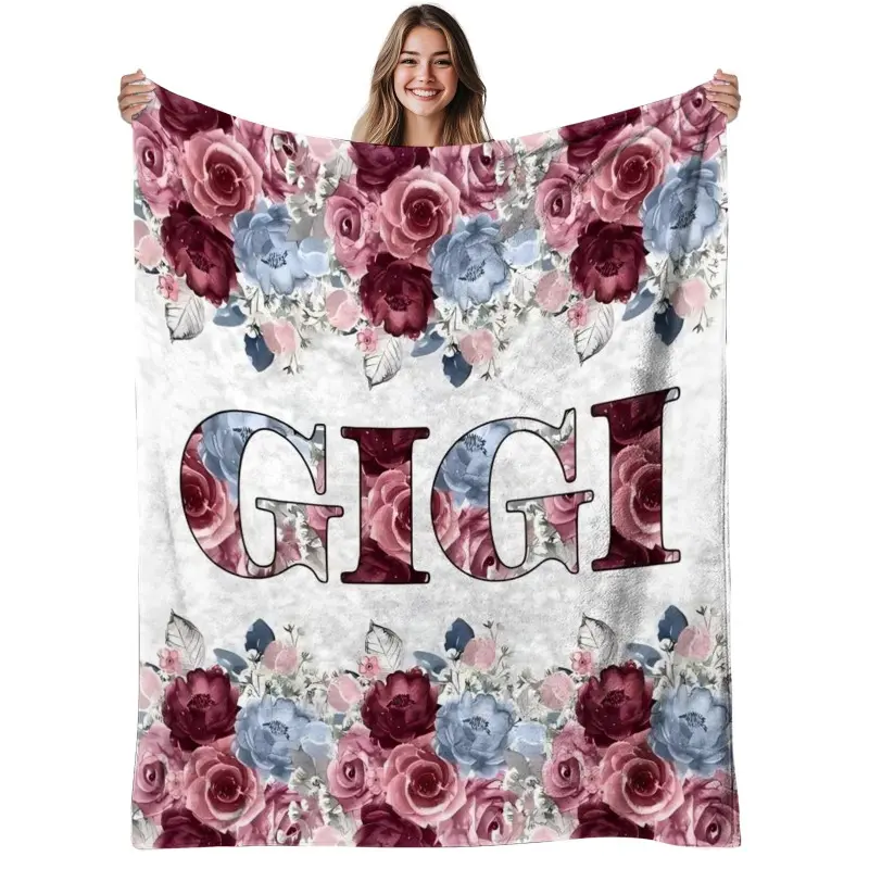 1pc, Floral Gigi, Flannel Blanket Soft, Warm, Elegant Flower Design Print Pattern, for Sofa, Living Room, AllSeason Use, Halloween | Christmas | Room Decor | Fall Decorations for Home
