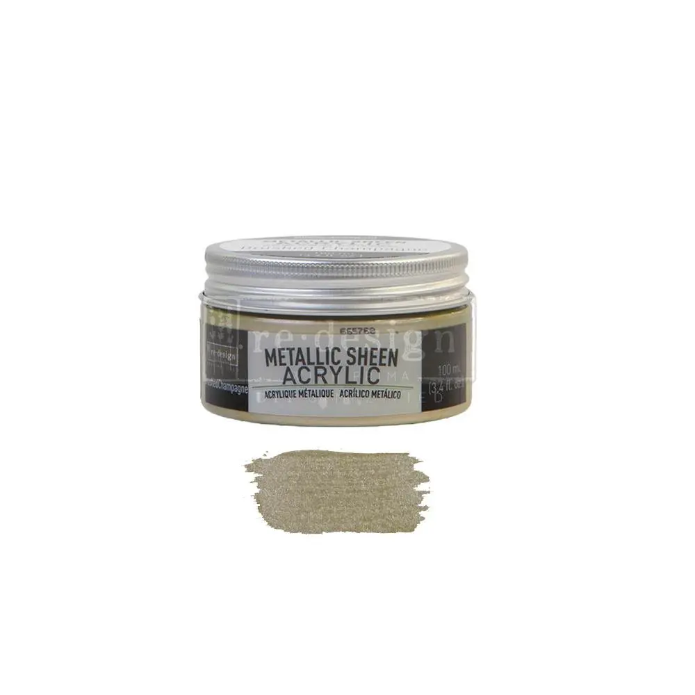 Redesign Acrylic Paint Metallic Sheen - Brushed Champagne - 1 jar, 100 ml (3.4 fl oz)