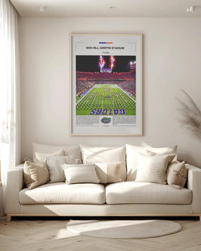 Ben Hill Griffin Stadium Poster, Florida Gators Wall Art, Gators Print, NCAA Poster, Collage Football Wall Art, Gift For Football Fan. NO FRAMED