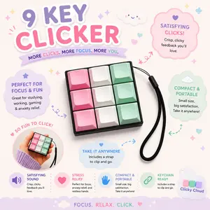 Keyboard Fidget Clicker – 9 Key ASMR Fidget Keyboard, Stress Relief Click Toy