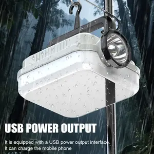 Portable Solar Camping Lantern Dual Charging Solar & USB-C, 2400mAh Large Capacity Battery, 400LM Wide Flood Light + 200LM Focus Spotlight, 6 Adjustable Light Modes, IPX4 Water Resistant for Emergency Blackouts Camping Hiking Night Walking