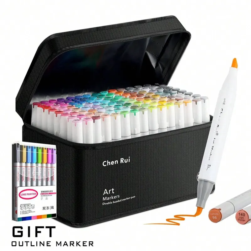Alcohol Markers Set, 48-168 colours Dual Tip Art Pens, Fine Tip Markers, Double Tipped Markers, for Coloring & Sketching, Vibrant Colors, Ideal for Artists & Adults, Creative Drawing Supplies, Perfect Christmas Gift & New Year Gift