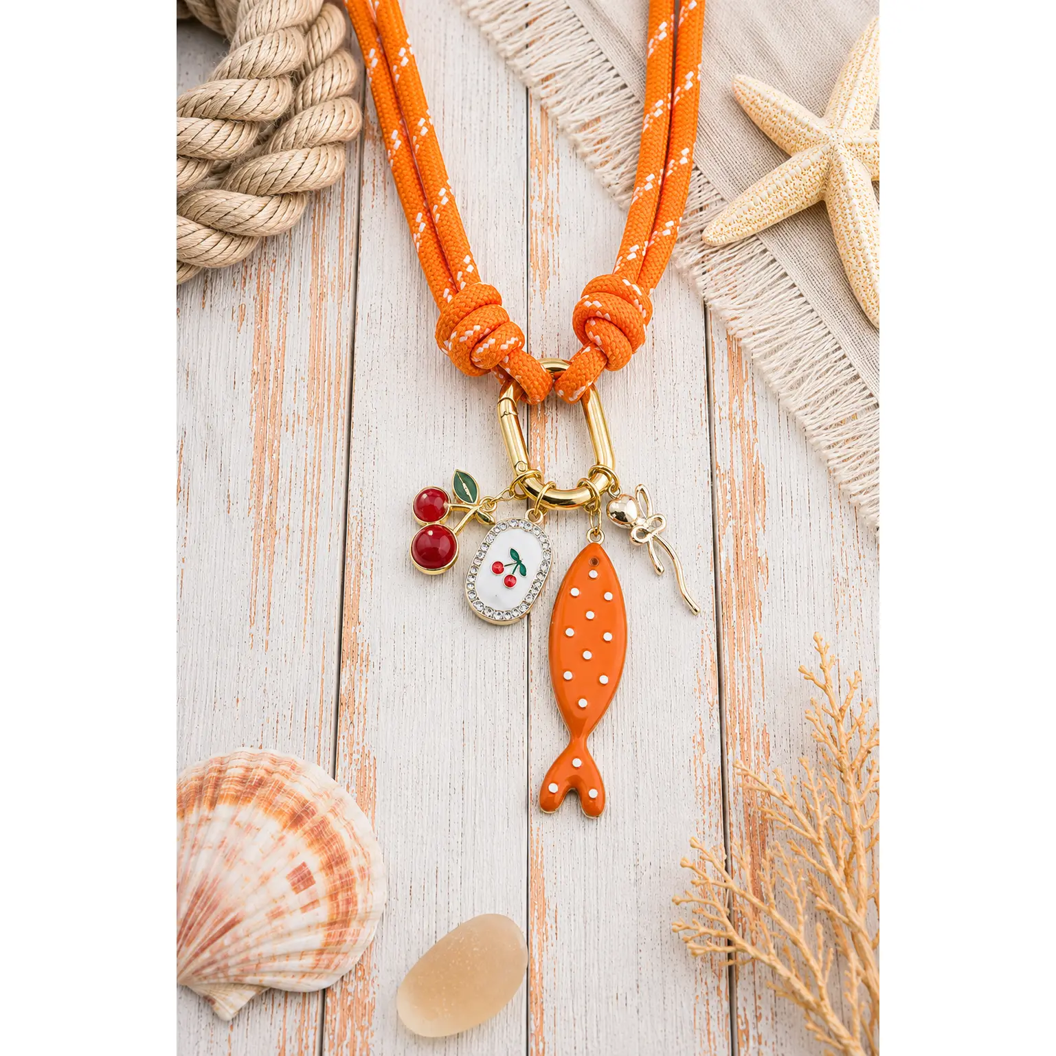 Ciao Charm - Orange Necklace