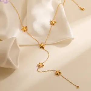 Women’s Heart & Star Tassel Pendant Clavicle Necklace, Minimalist Luxury Dainty Versatile Chain, Elegant Fashion Jewelry for Daily Casual Wear, Special Occasions & Holiday Gift‑Giving