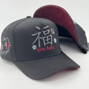 Black/Gray Good Luck Semi Curved Cap