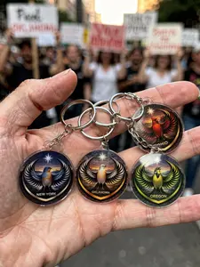 USA State Anti ICE Activist Acrylic Keychain, Resistance Symbol Community Solidarity Keychain, State in US Political Key Chain