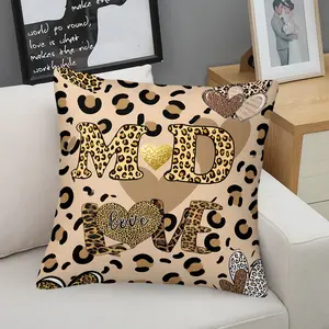 Leopard Print Letter-Print Throw Pillow With Insert, Luxurious Heart-Shaped Cushion Cover, Suitable for Couples and Adults, Leopard Print Decorative Pillowcase, Unique Letter Md Home Decor, All-Season Soft and Skin-Friendly.