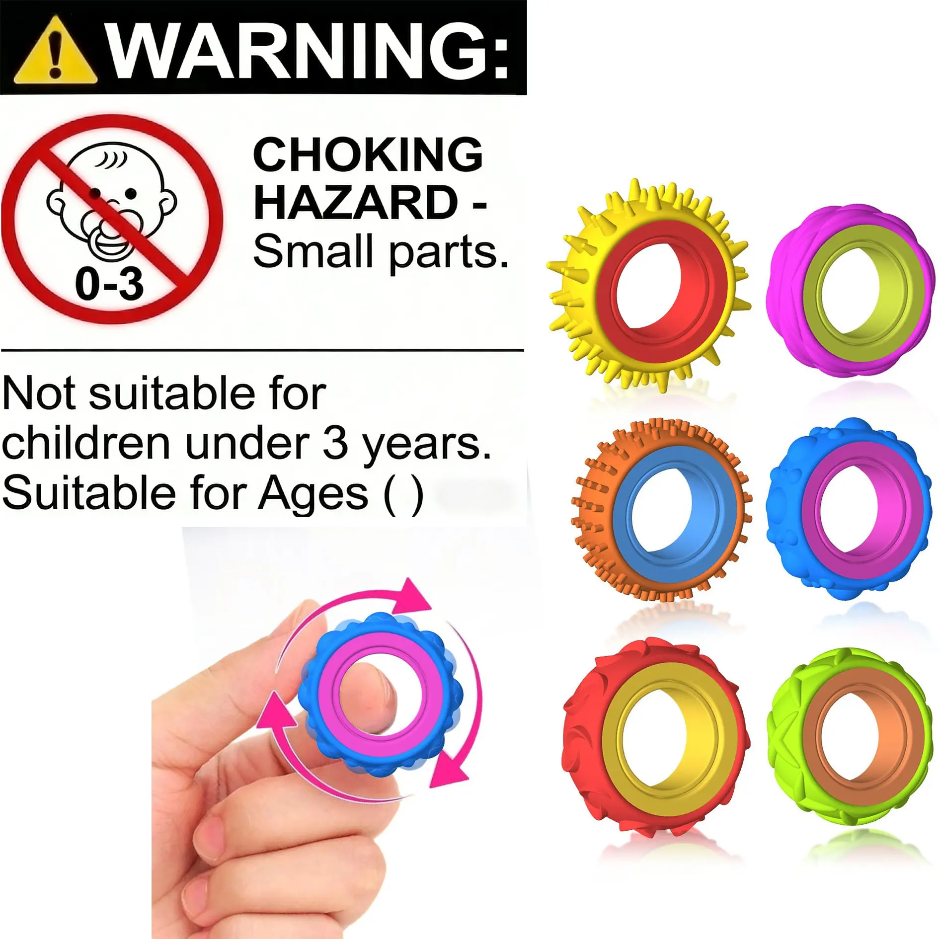 Stress Relief Rotating Rings Set, Adjustable Sensory Training Tools for Kids & Adults, Portable Office Travel Toys, Stress Relief Fidgeting, Stress Relieving Accessory, Sensory Calming Tool