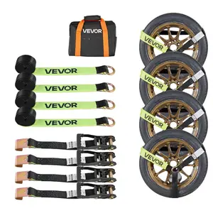 fathersdaygift VEVOR Wheel Chock Tie-Down Kit, Tire-Style Trailer Tie Down Strap, Car Tie Down Kit with Flat Hook, Break Strength 10009 lbs Working Load 3333 lbs Motorcycle Tie-Down System for ATVs, SUVs, Trailers