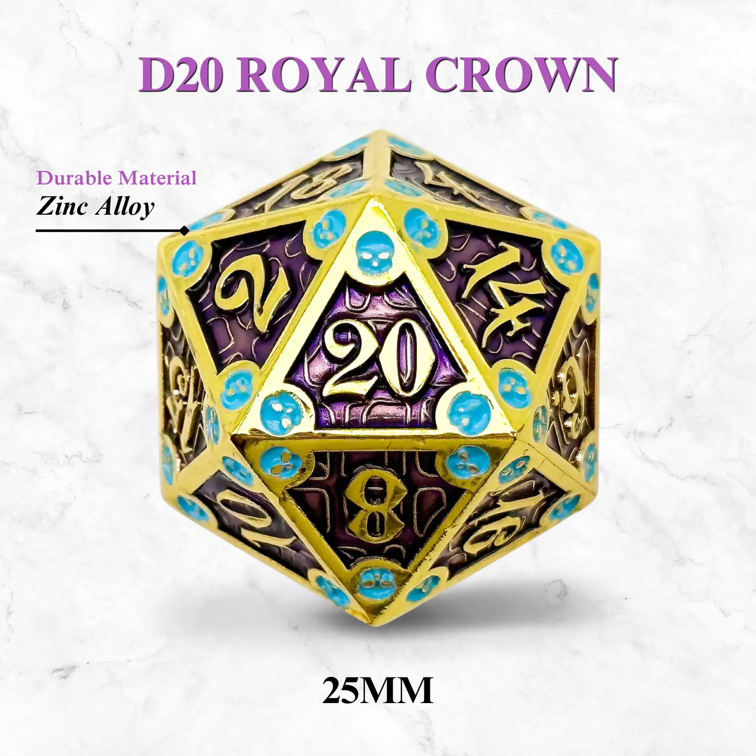 Dungeon Delve Runestones™ - 25mm D20 - Royal Crown Dungeon Delve Runestones™ - 25mm D20 - Royal Crown