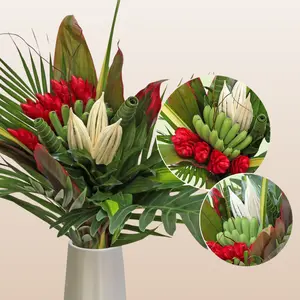Sweet Soul Fresh Tropical Bqt - 31 Stems of Exotic Ginger & Foliage Bouquet with Bright Colors & Diverse Textures from Amazon Rainforest