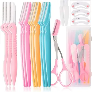 Eyebrow Razor Pack, Multipurpose Dermaplaning Face Razors for Women Facial Hair Removal/Exfoliating/Eyebrow Face Shavers/Peachfuzz, Bulk Straight Eyebrow Trimmers for Women