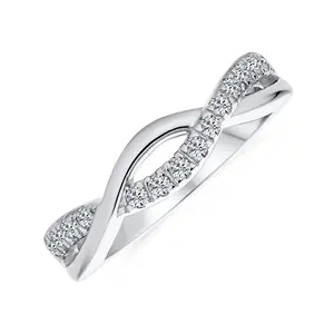 Intertwined Pave Cubic Zirconia CZ Infinity Statement Band Ring Sterling Silver Solitaire Engagement Rings Solitaire Stackable Rings