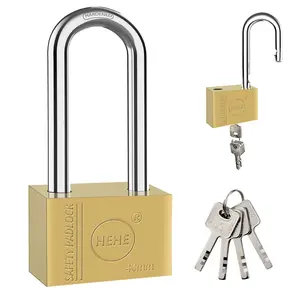 Solid Brass Padlock with Key, Secure Apartment Door Lock, Reinforced 40mm Square Locker Lock for Safety