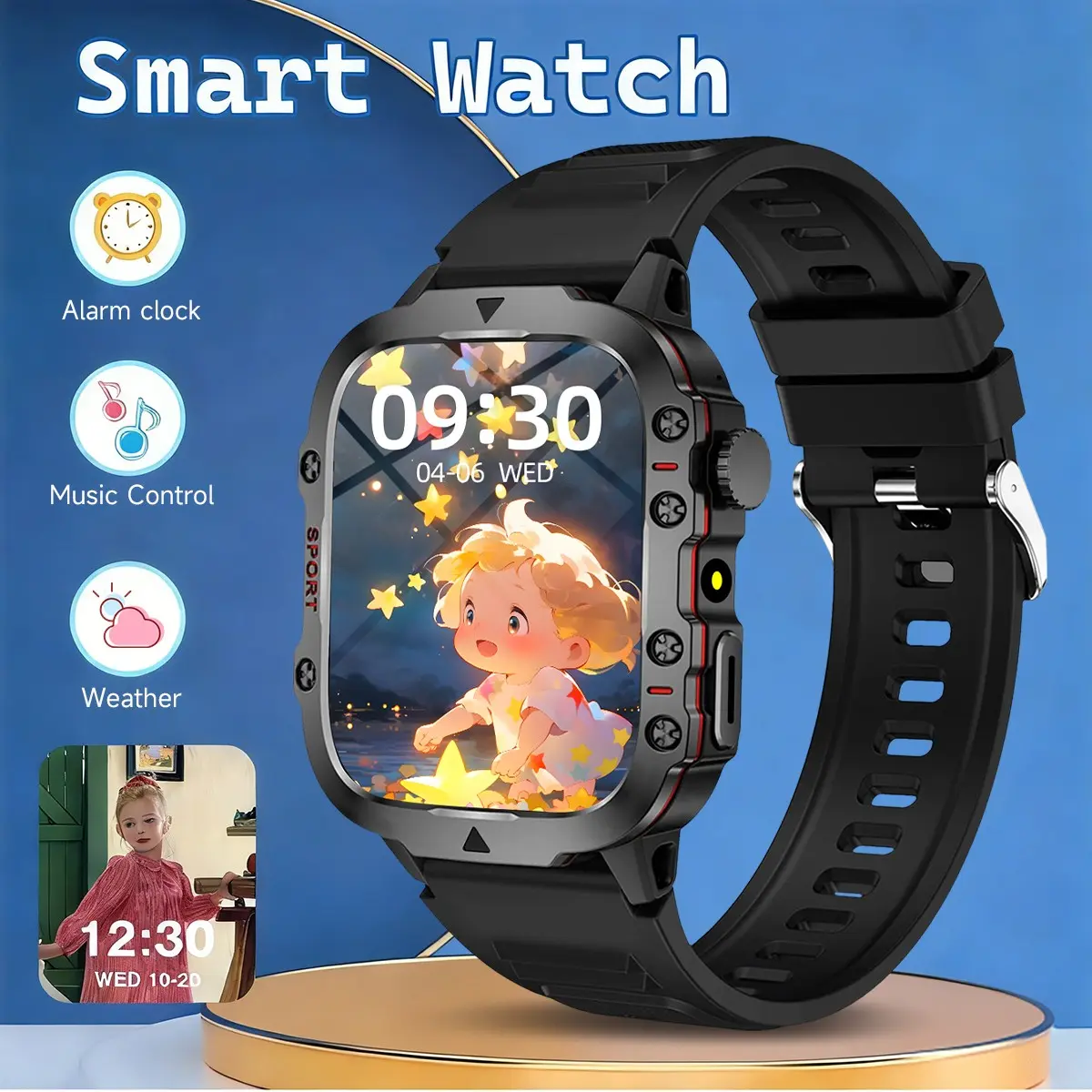 Multifunctional HD Kid's Smartwatch, Full Touch Screen, Strong LED Flashlight, Voice Assistant, Wireless Calling, Message Notifications,Fitness Tracker, Customizable Dynamic Watch Faces,Multi-Sport Mode,Compatible with iOS and Android,For Boy&Girl Gifts
