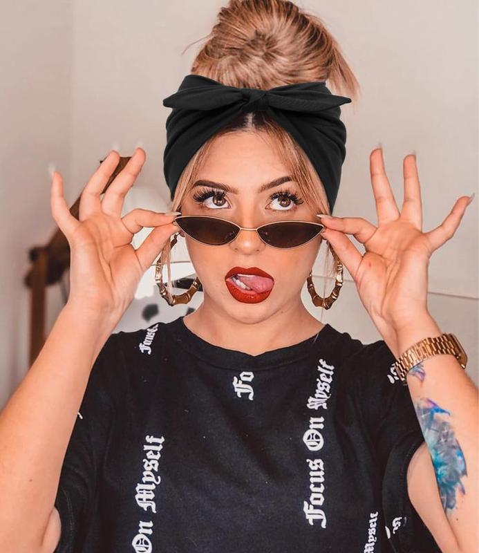 3Pack Black,Gray,White Bow Headbands for Women Boho Wide Head Bands for Women's Hair Christmas Non Slip Elastic Hair Bands Soft Headwraps Workout Yoga Turban Hair Accessories