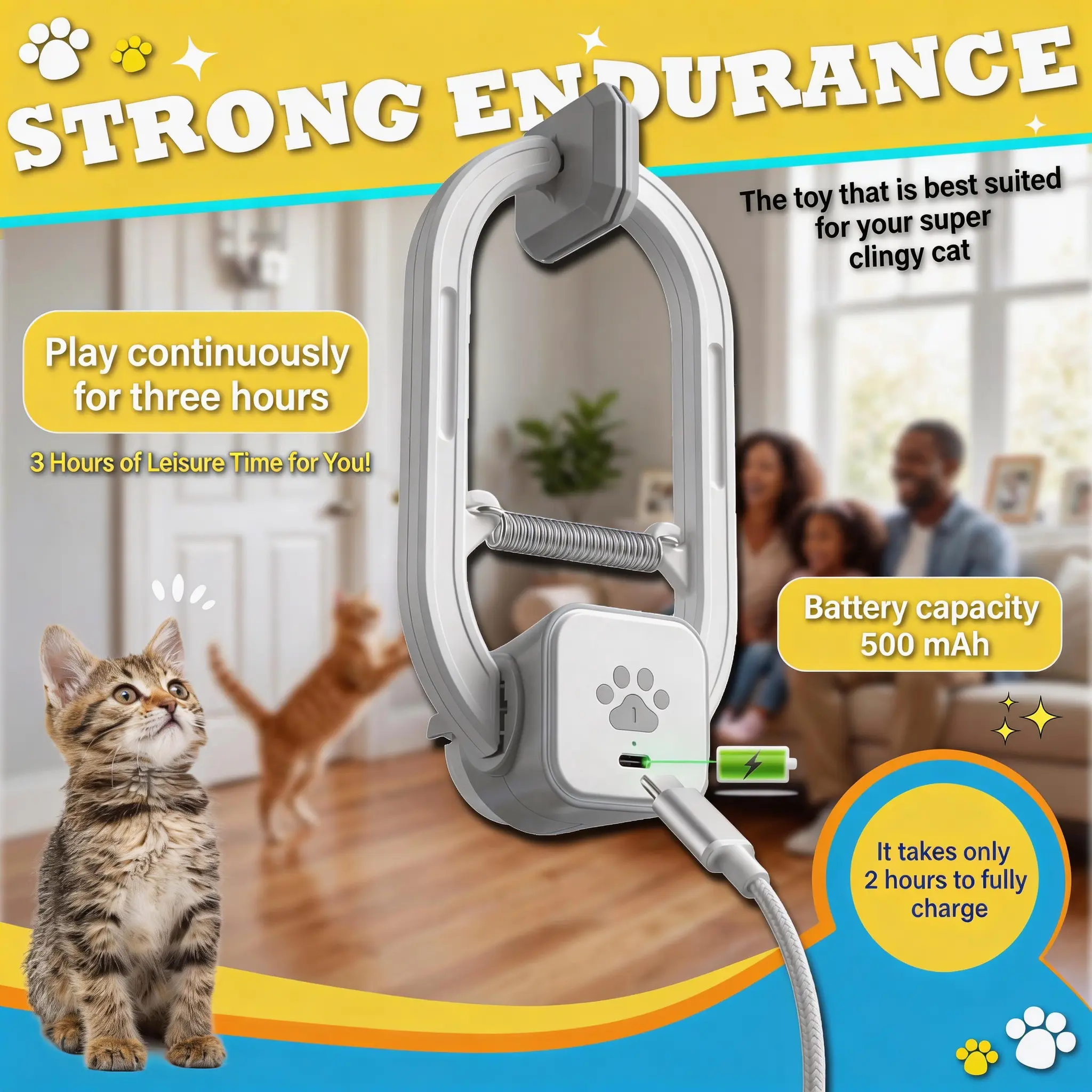 HAPPYCODE Electric Cat Teaser,Rechargeable Door Hanging