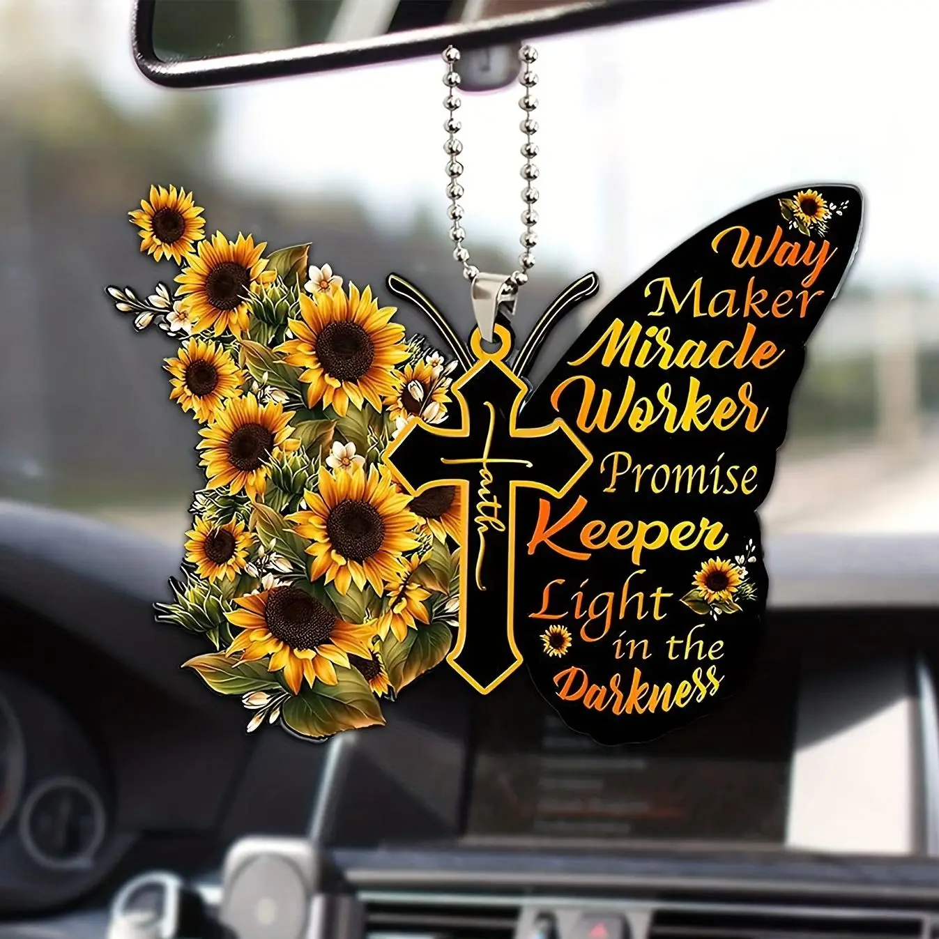 Sunflower Design Car Hanging Ornament, Acrylic Car Rearview Mirror Pendant, Car Interior Decoration Accessories for Women & Men